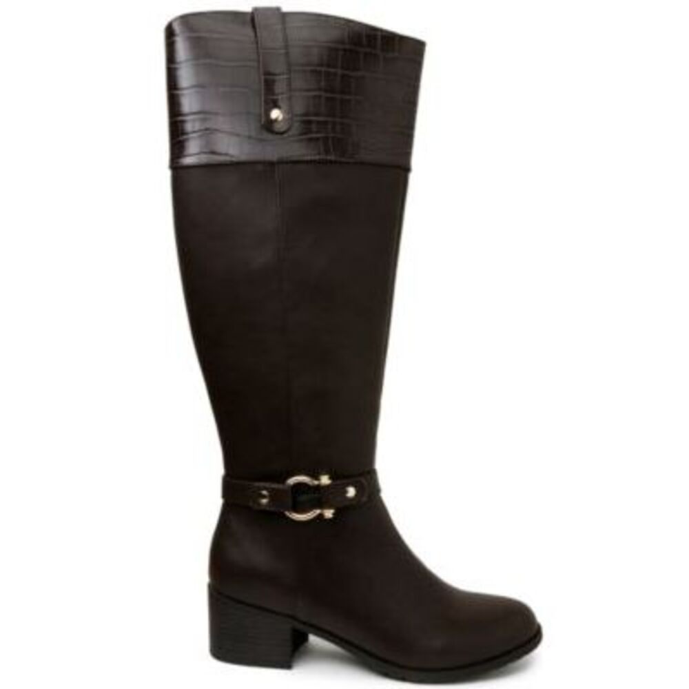 KAREN SCOTT Womens Black Croc Harness Straps Vickyy Almond Riding Boot 8 M - Picture 4 of 4